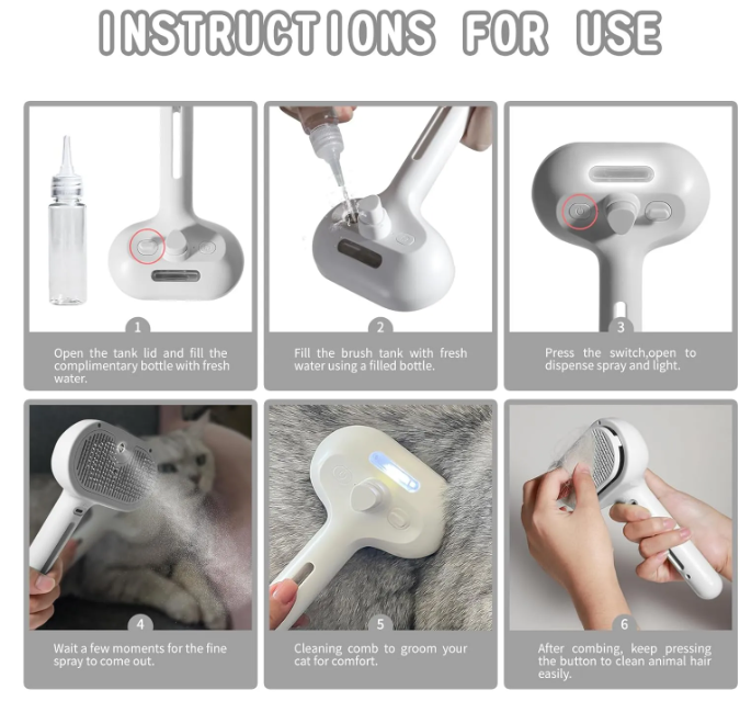 Pet Hair Spray Brush – Detangle & Shine with Every Stroke